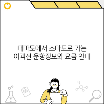 대마도에서 소마도로 가는 여객선 운항정보와 요금 안내