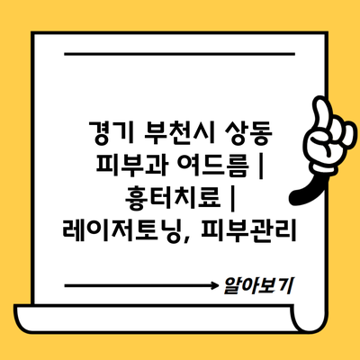 경기 부천시 상동 피부과 여드름 | 흉터치료 | 레이저토닝, 피부관리