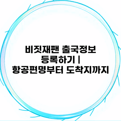 비짓재팬 출국정보 등록하기 | 항공편명부터 도착지까지