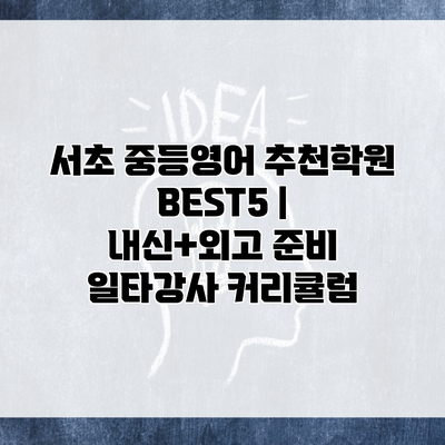 서초 중등영어 추천학원 BEST5 | 내신+외고 준비 일타강사 커리큘럼