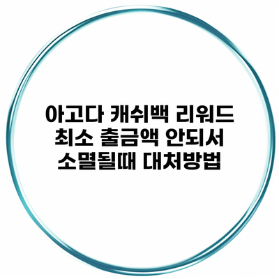 아고다 캐쉬백 리워드 최소 출금액 안되서 소멸될때 대처방법