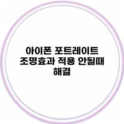 아이폰 포트레이트 조명효과 적용 안될때 해결