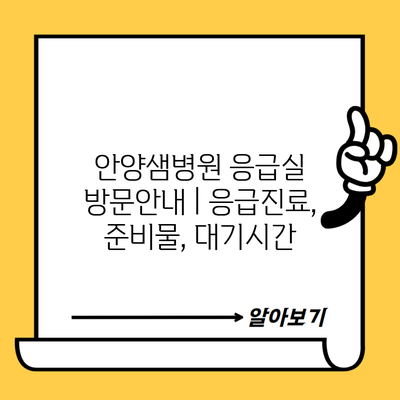 안양샘병원 응급실 방문안내 | 응급진료, 준비물, 대기시간