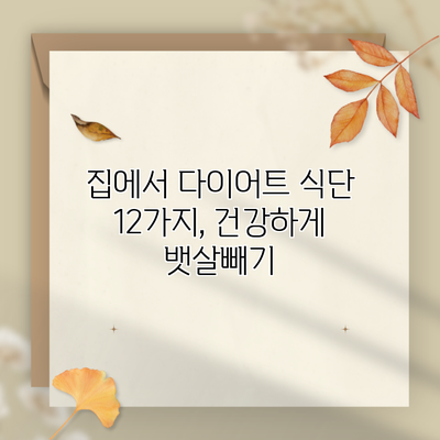 집에서 다이어트 식단 12가지, 건강하게 뱃살빼기