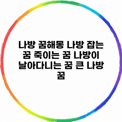 나방 꿈해몽 나방 잡는 꿈 죽이는 꿈 나방이 날아다니는 꿈 큰 나방 꿈