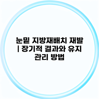 눈밑 지방재배치 재발 | 장기적 결과와 유지 관리 방법