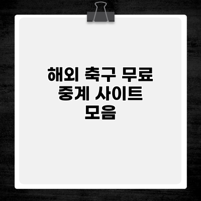 해외 축구 무료 중계 사이트 모음