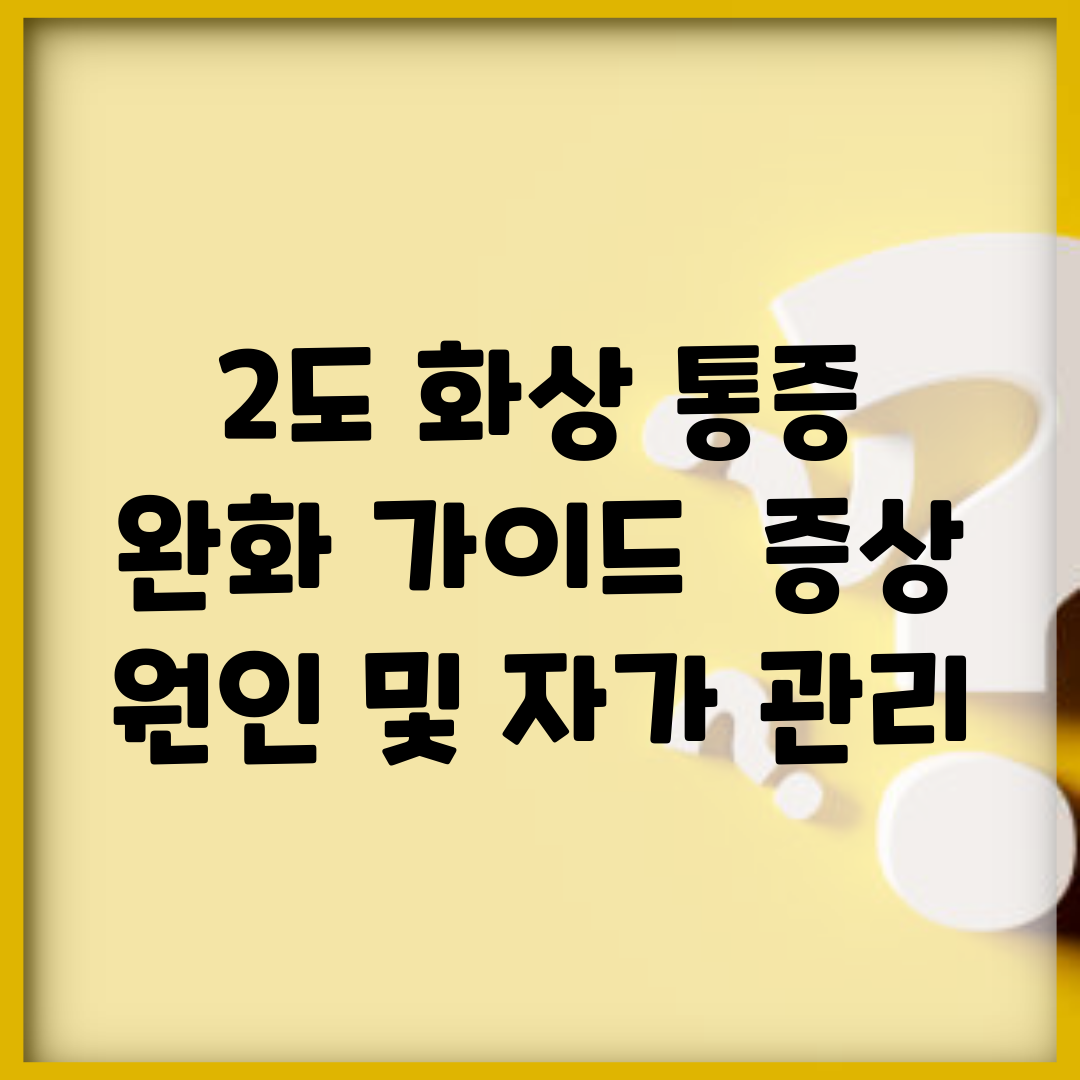 2도 화상 통증 완화 가이드 | 증상, 원인 및 자가 관리