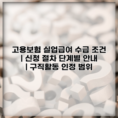 고용보험 실업급여 수급 조건 | 신청 절차 단계별 안내 | 구직활동 인정 범위