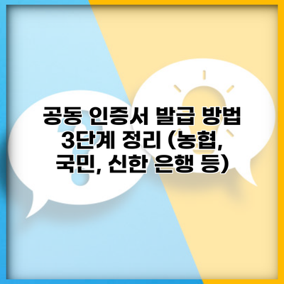 공동 인증서 발급 방법 3단계 정리 (농협, 국민, 신한 은행 등)