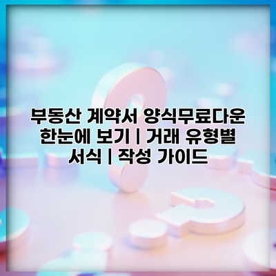 부동산 계약서 양식무료다운 한눈에 보기 | 거래 유형별 서식 | 작성 가이드