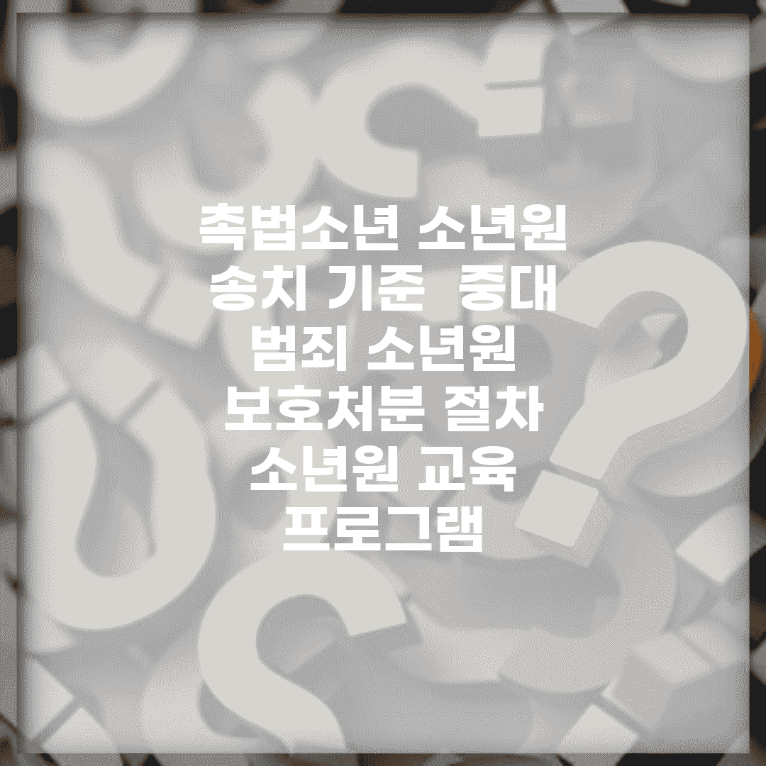 촉법소년 소년원 송치 기준 | 중대 범죄 소년원 | 보호처분 절차 | 소년원 교육 프로그램