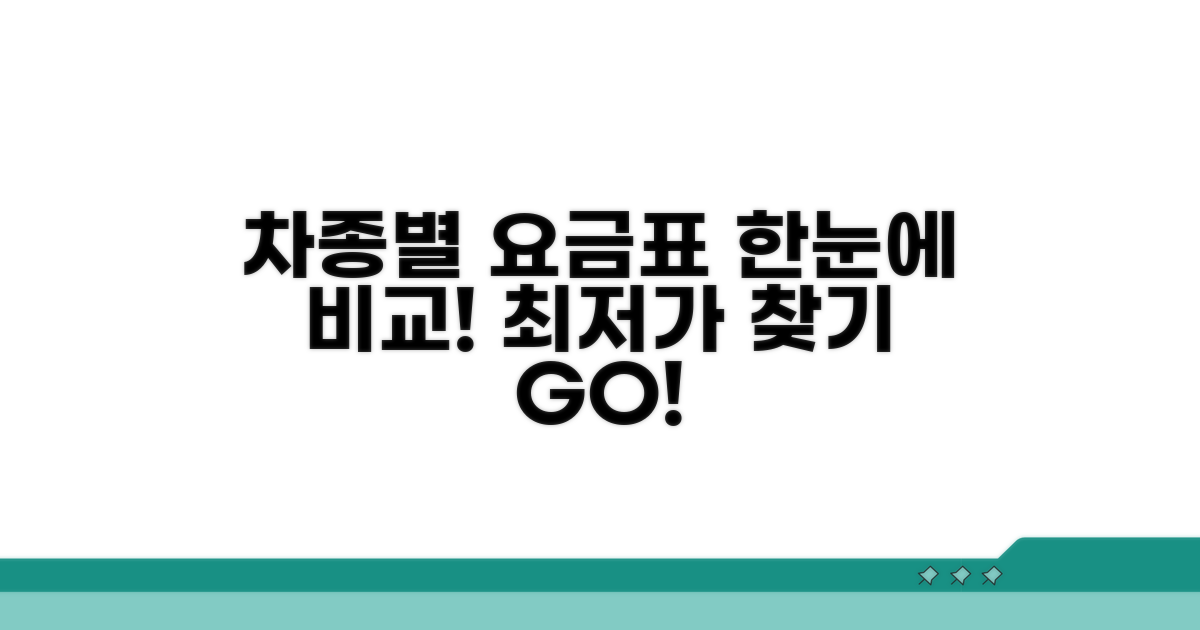차종별 요금표, 한눈에 비교해요