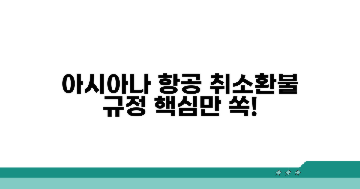 아시아나 항공 취소 환불 핵심 규정