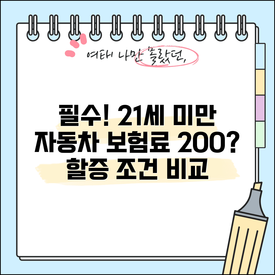 자동차보험료 연령별 할증율표 | 21세 미만 자동차 보험료 할증 200% 조건 및 추천 비교
