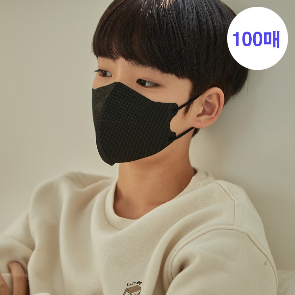 메디케이알 와이드핏 KF94 극소형 황사 컬러마스크 버니블랙, 100매 상세 이미지 1
