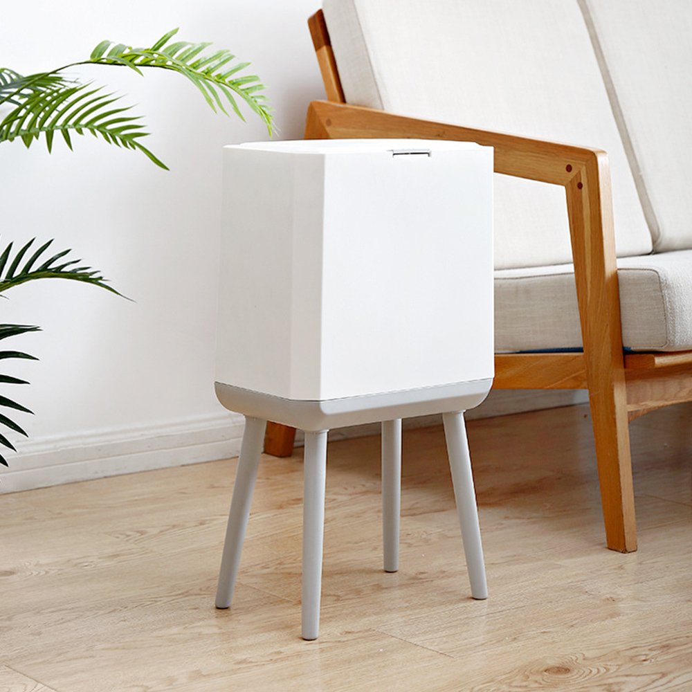 스탠딩 화이트 인테리어 휴지통 10L 20L 욕실 주방 원터치 냄새차단 쓰레기통 상세 이미지 1