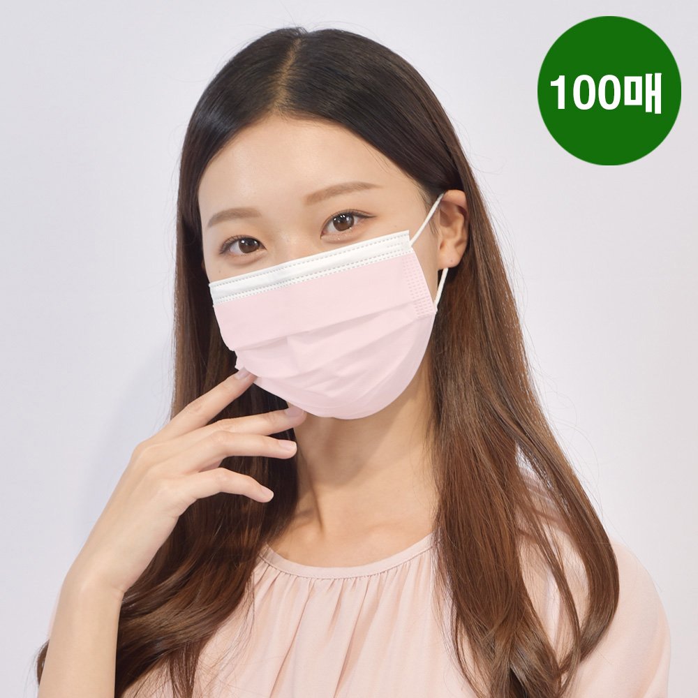 메디케이알 베이직핏 덴탈마스크 KF-AD 100매 L(대형), 복숭아, 100개 상세 이미지 1