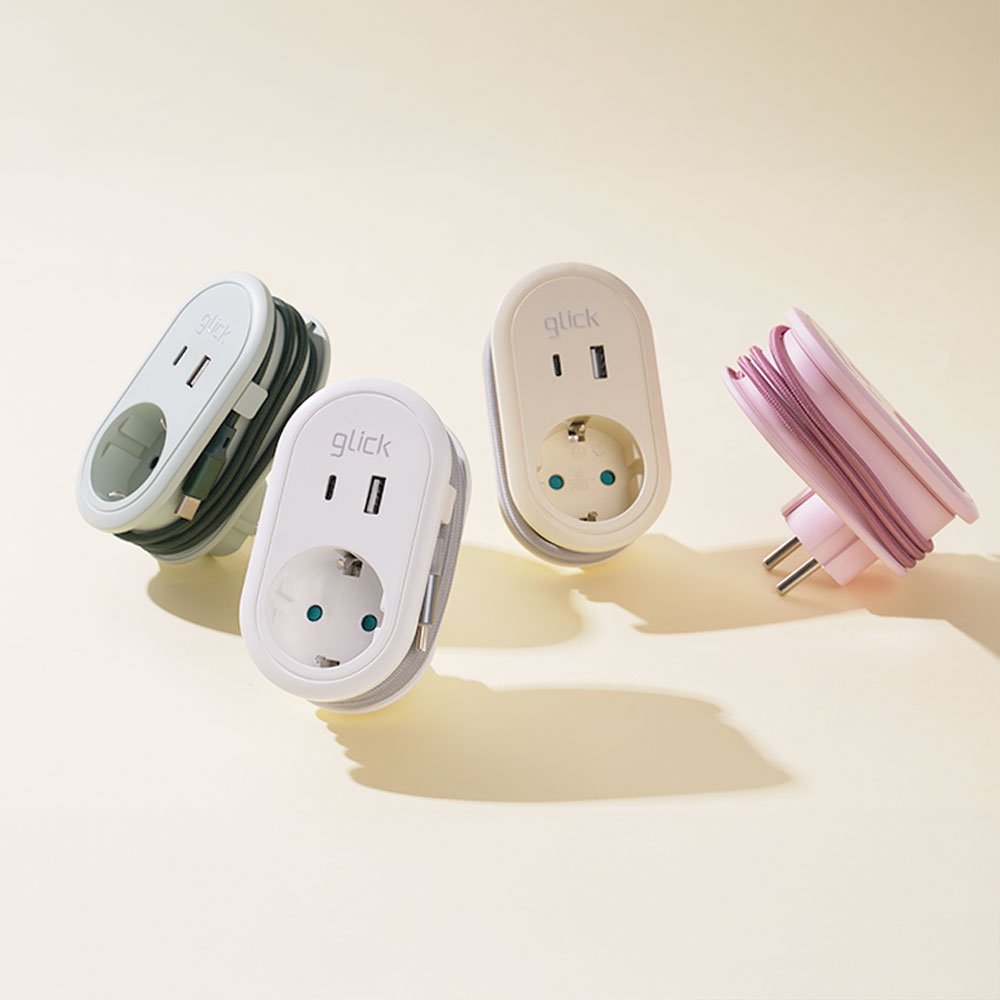 지클릭커 멀티마스터 롤플러스 1구 고용량 4000W C타입 휴대용 콘센트 USB 멀티탭 크림베이지 상세 이미지 2