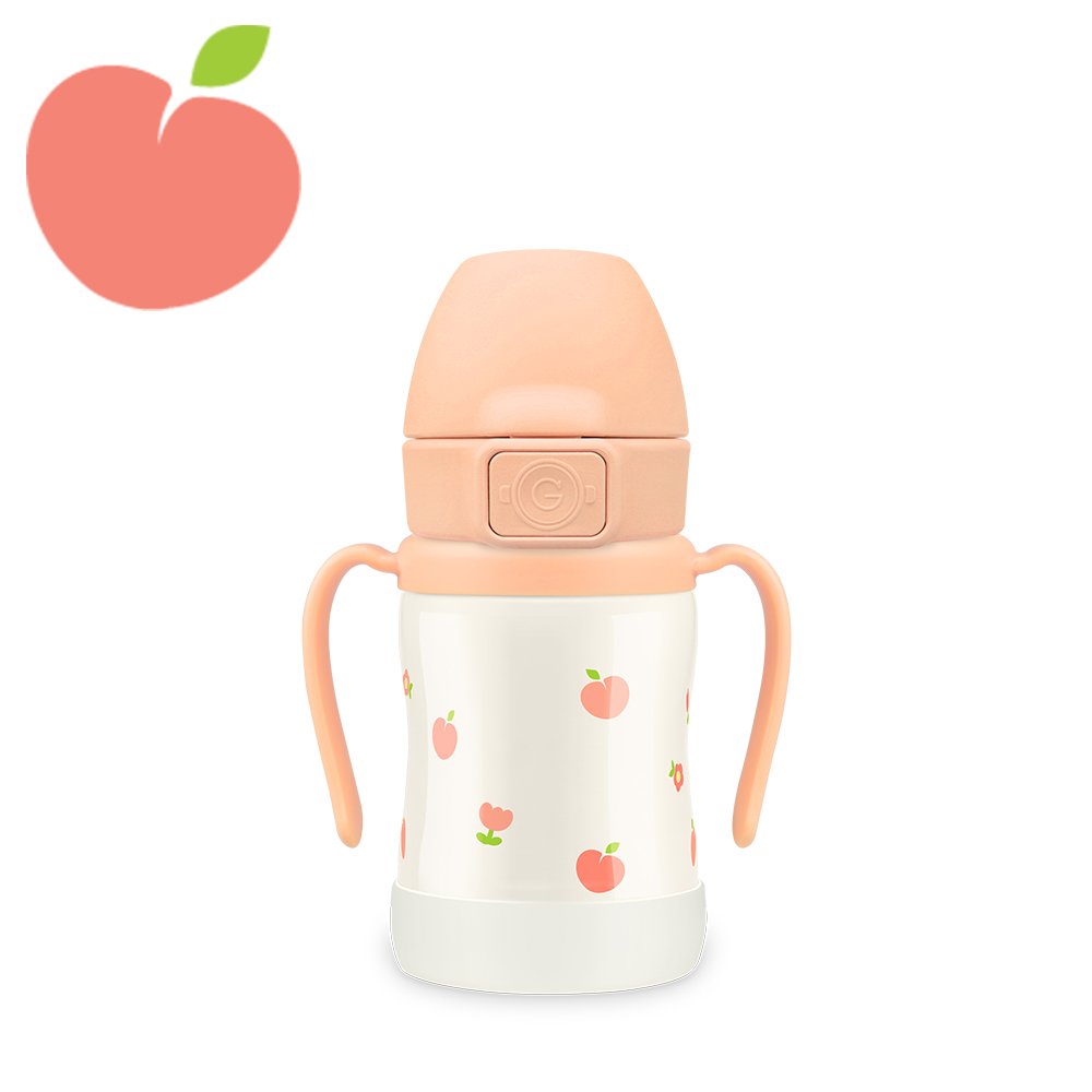 그로미미 안새는빨대컵 유아물병 스텐 피치플라워 200ml 상세 이미지 1