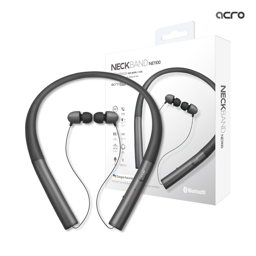 ACRO 넥밴드 이어폰 NE-1100 블루투스 무선 커널형 목걸이 블랙 상세 이미지 2