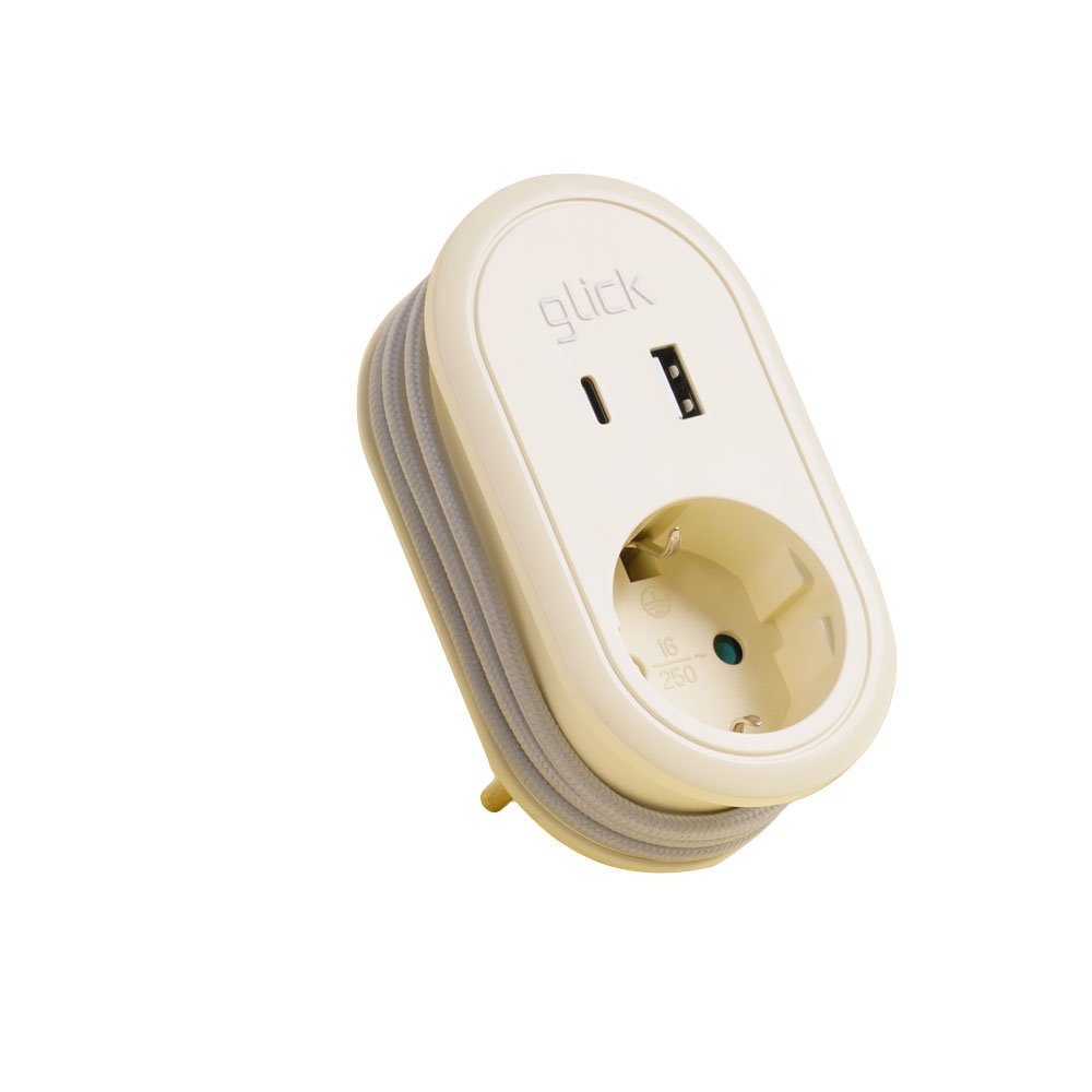 지클릭커 멀티마스터 롤플러스 1구 고용량 4000W C타입 휴대용 콘센트 USB 멀티탭 크림베이지 상세 이미지 1