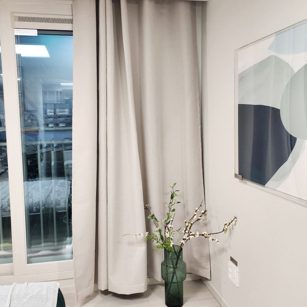 암막커튼 양면동일 완벽차단 아일렛 거실 커텐 2장 한세트 모카베이지, 600x235cm 상세 이미지 1